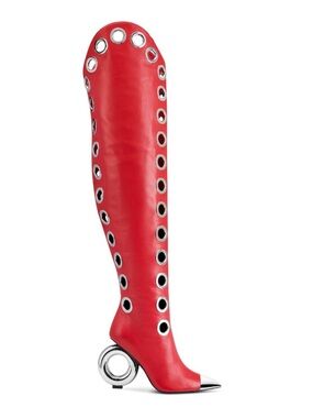 Jennifer Le Thigh High Red Boots